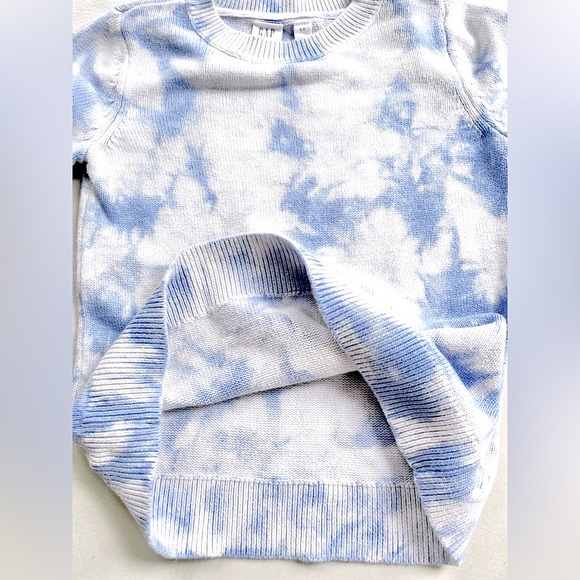💥3/$30💥S/P Gap Soft Knit Tie-Dyed Look Sweater, White Blue, Long Sleeve, Crew - Picture 6 of 8
